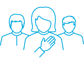 People with hand on heart icon