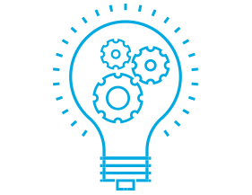 Cogs in lightbulb icon