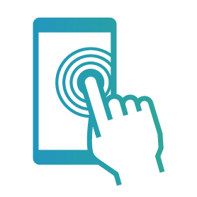 Finger touching smartphone icon