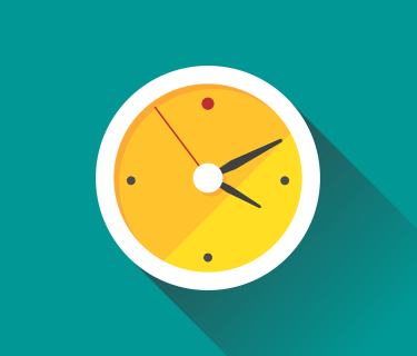 Animation of a yellow clock on a blue background