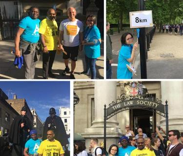 4 photos of Arden students and staff at a charity walk