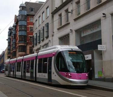 Birmingham tram on a street