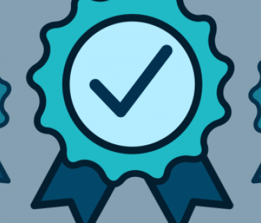 A ribbon with a checkmark in the middle