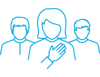 People with hand on heart icon