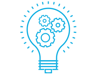 Cogs in lightbulb icon