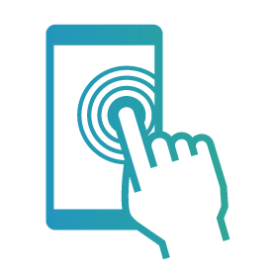 Finger touching smartphone icon